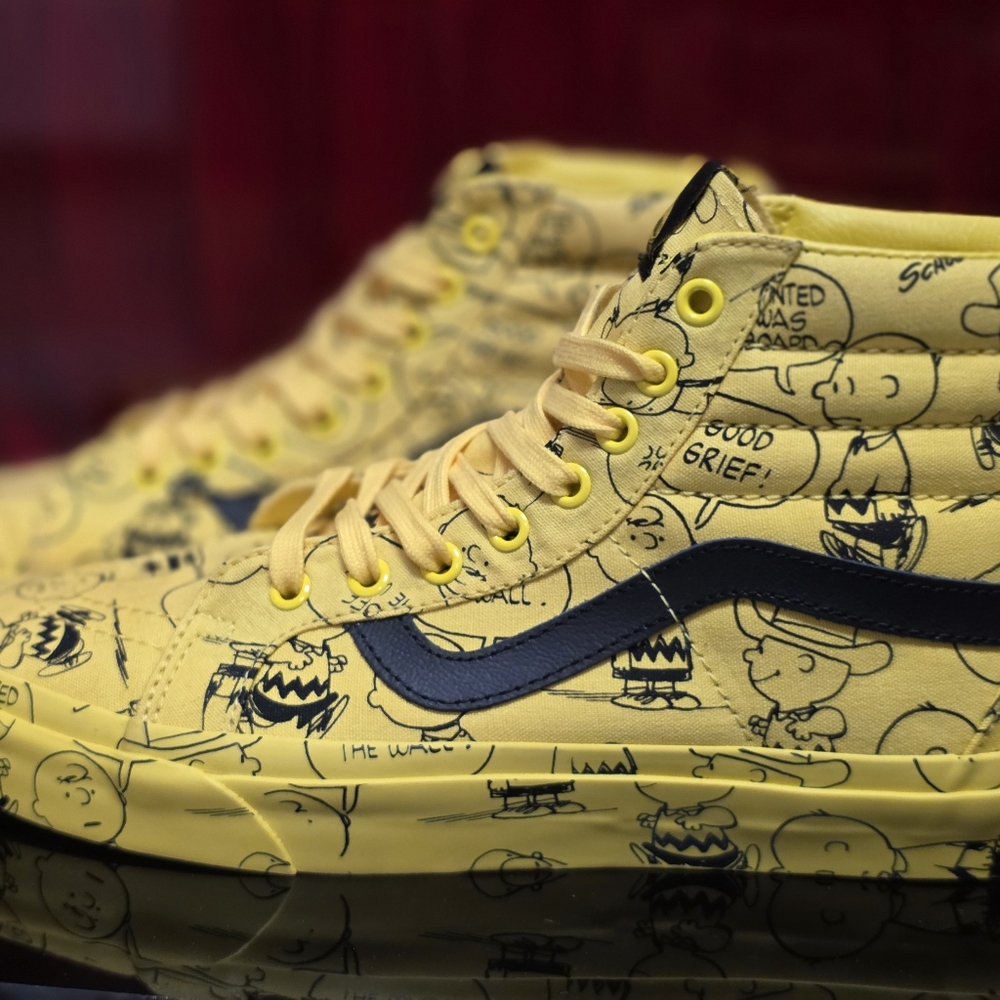 Vans x Peanuts SK8 Hi Reissue Charlie Brown Yellow Men’s 12 Women's 13.5 - Picture 3 of 11